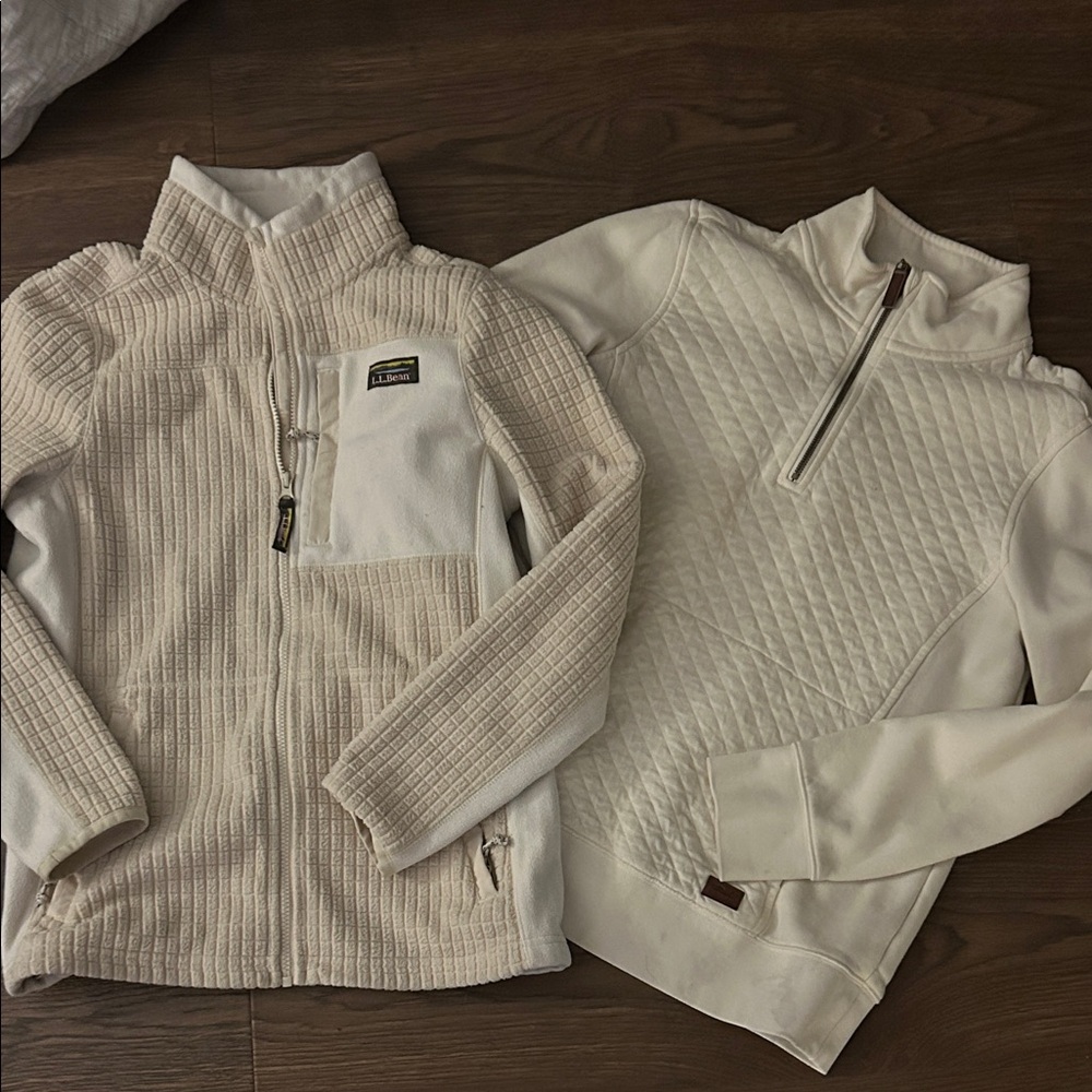 L.L. Bean Cream Women's fleece jacket Sweatshirt size M